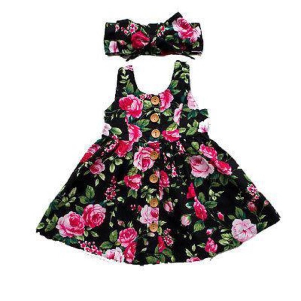 Floral dress with matching headband🌹